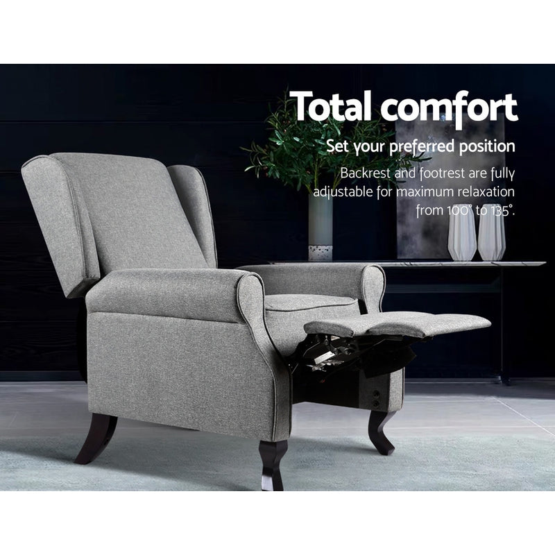 Dorset Premium Faux Fabric Recliner Armchair - Grey