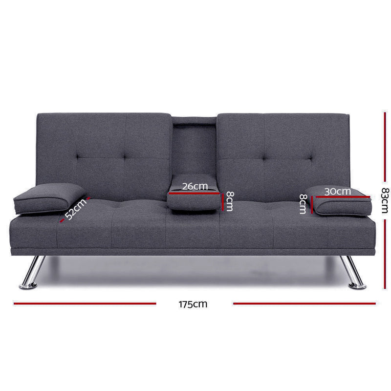 Burgau Premium Fabric Sofa Bed - Dark Grey