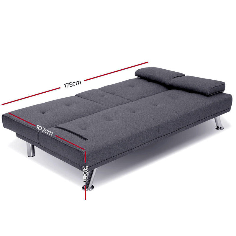 Burgau Premium Fabric Sofa Bed - Dark Grey