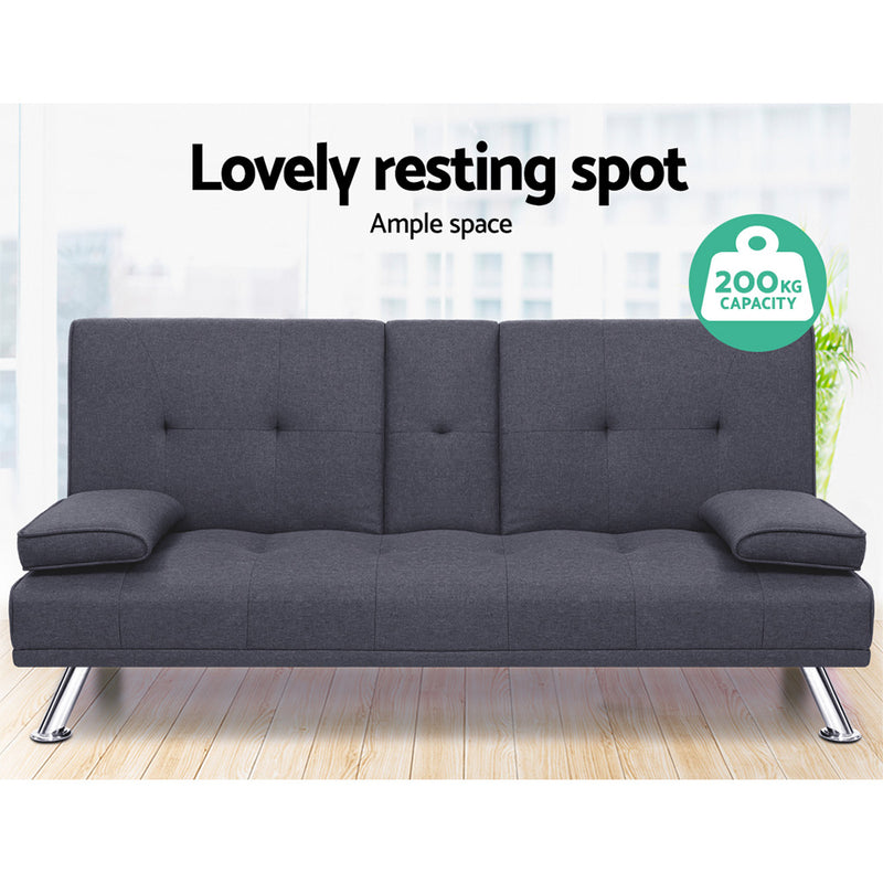 Burgau Premium Fabric Sofa Bed - Dark Grey