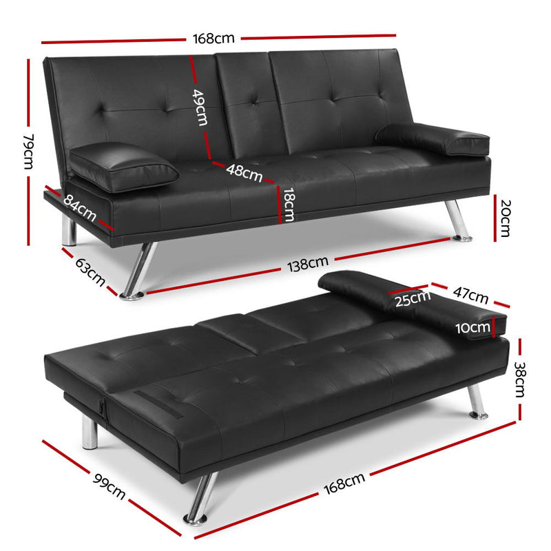 Lewes Premium PU Leather Sofa Bed