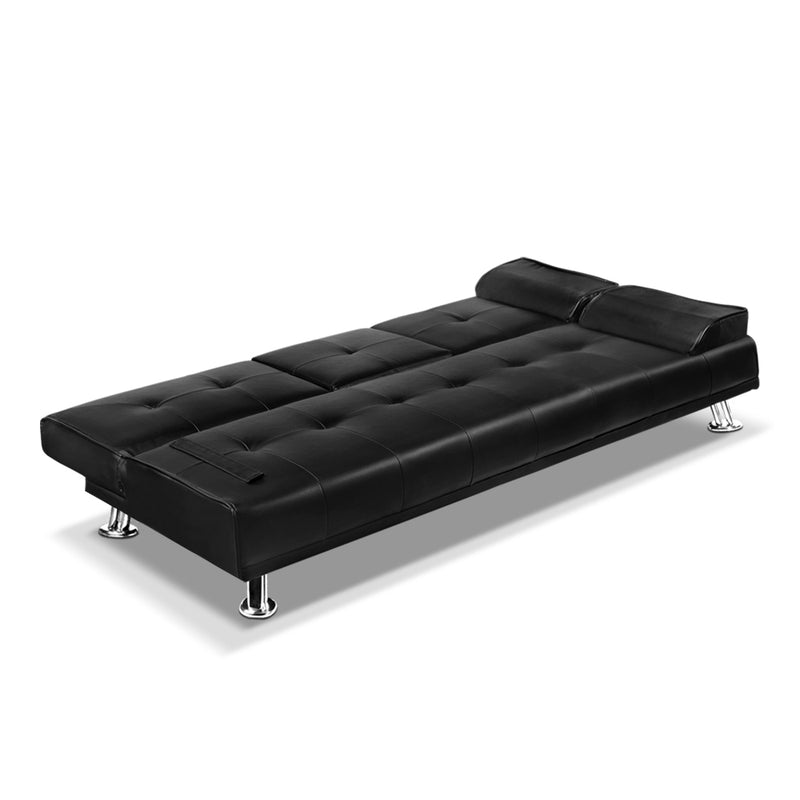 Brake PU Leather Sofa Bed - Black