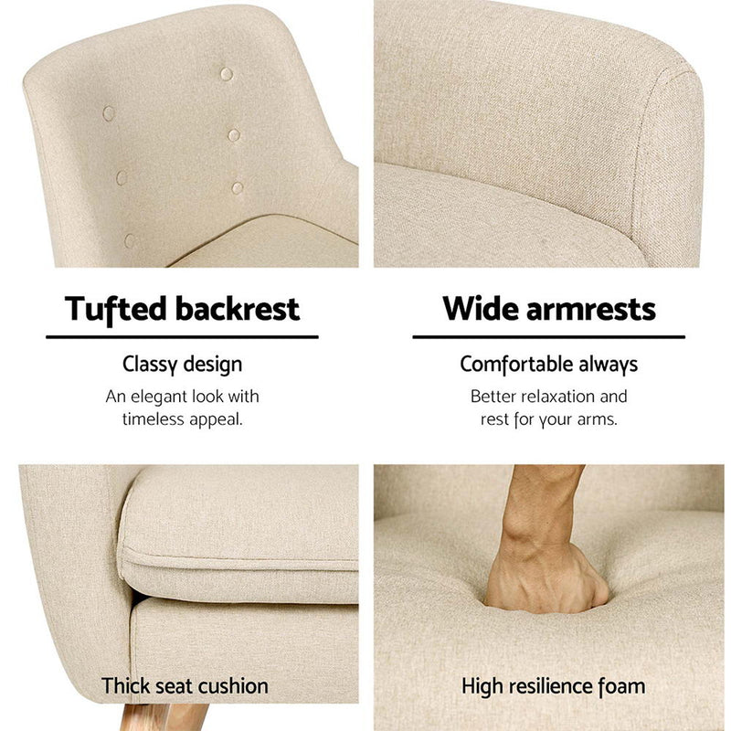 Rome Premium Fabric Armchair - Beige