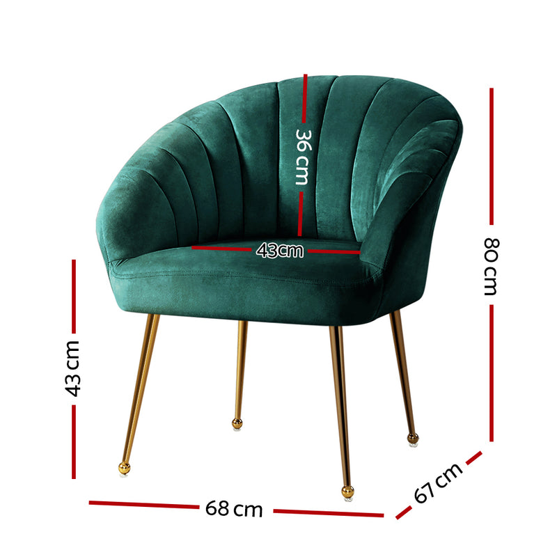 Reims Premium Velvet Fabric Armchair - Green