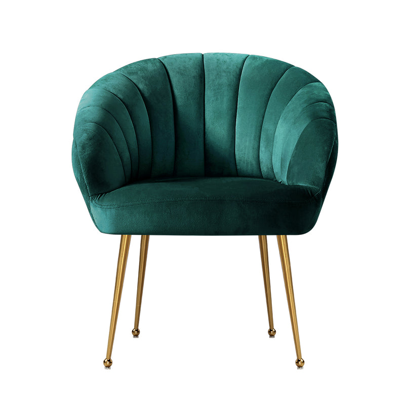 Reims Premium Velvet Fabric Armchair - Green