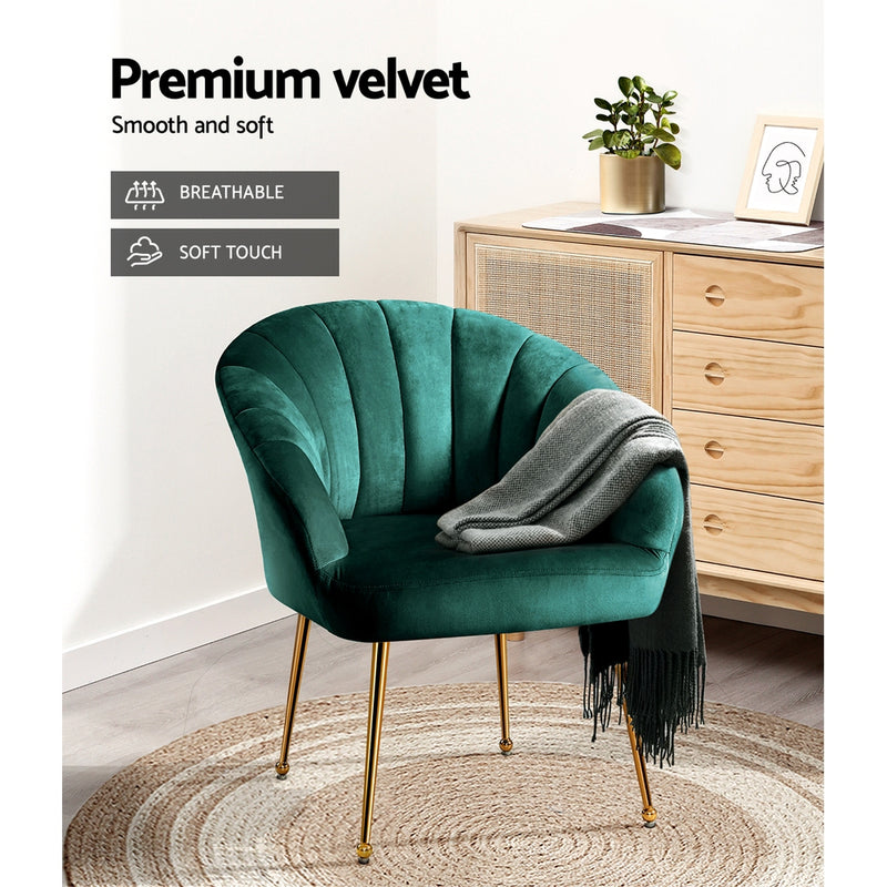 Reims Premium Velvet Fabric Armchair - Green