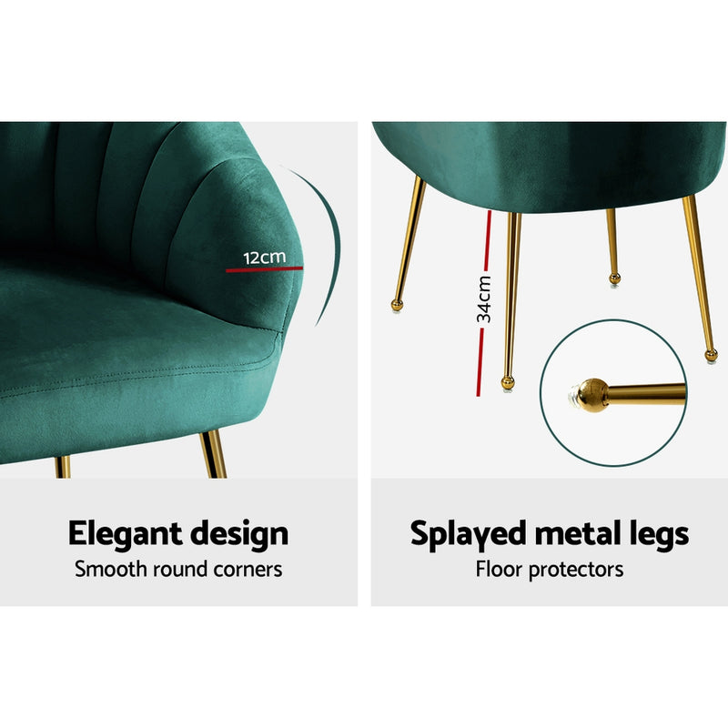 Reims Premium Velvet Fabric Armchair - Green