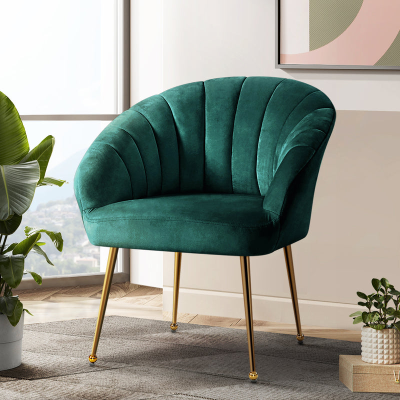 Reims Premium Velvet Fabric Armchair - Green