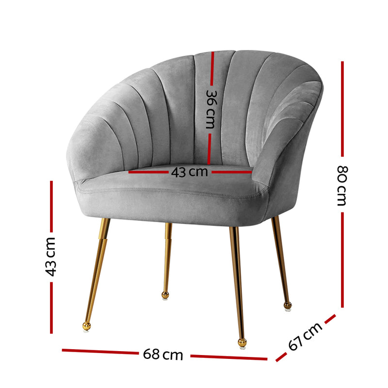 Neuss Armchair Velvet Grey