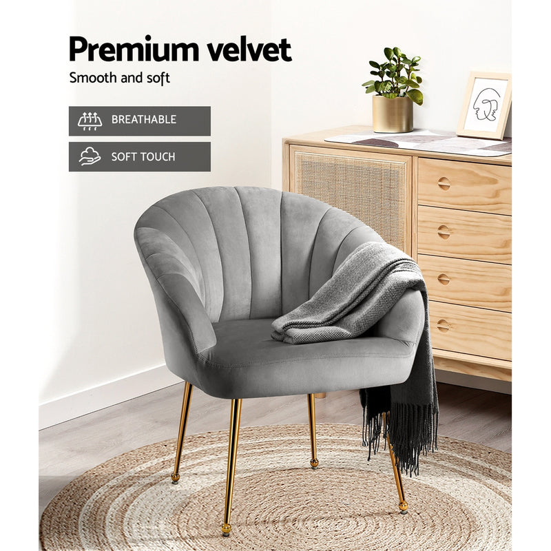 Neuss Armchair Velvet Grey