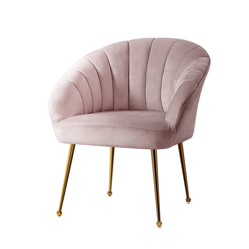 Nantes Premium Velvet Fabric Armchair - Pink