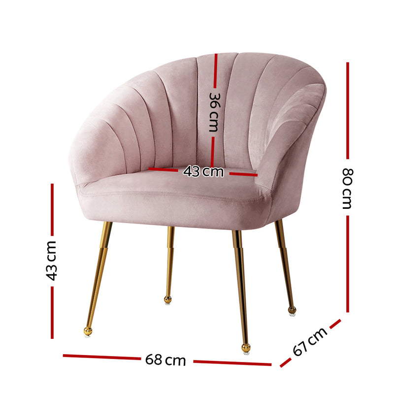 Nantes Premium Velvet Fabric Armchair - Pink