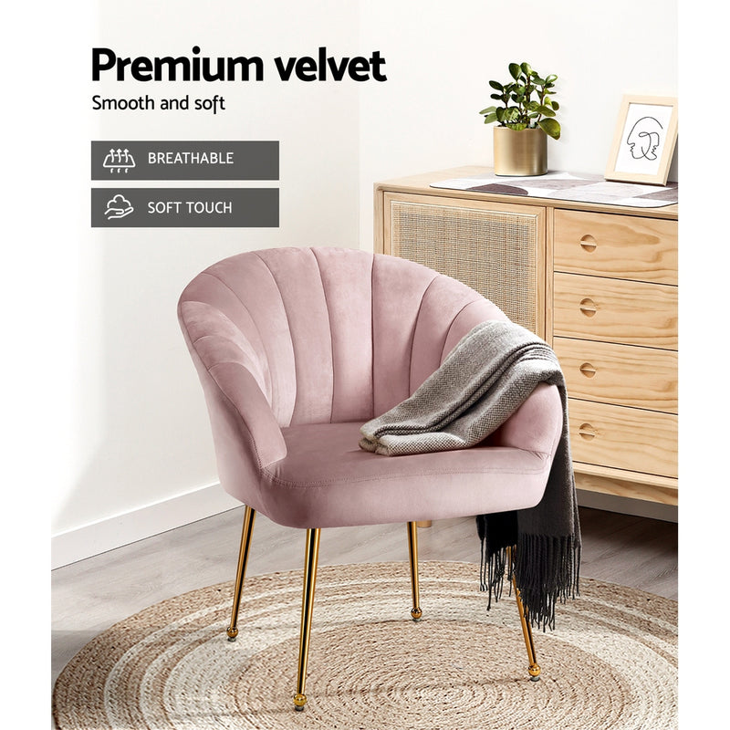 Nantes Premium Velvet Fabric Armchair - Pink