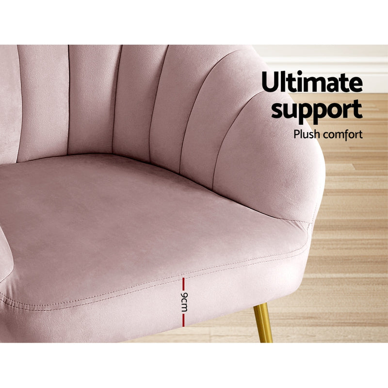 Nantes Premium Velvet Fabric Armchair - Pink