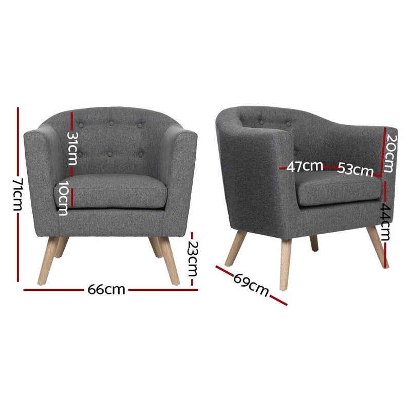 Bassum Premium Fabric Armchair - Grey