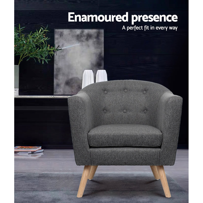 Bassum Premium Fabric Armchair - Grey