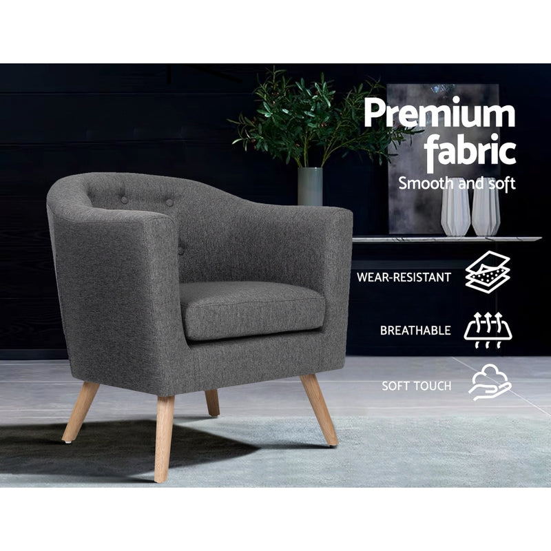 Bassum Premium Fabric Armchair - Grey 