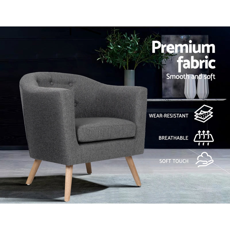 Bassum Premium Fabric Armchair - Grey