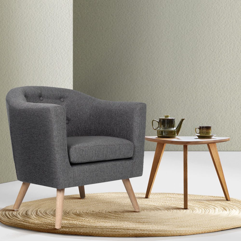 Bassum Premium Fabric Armchair - Grey