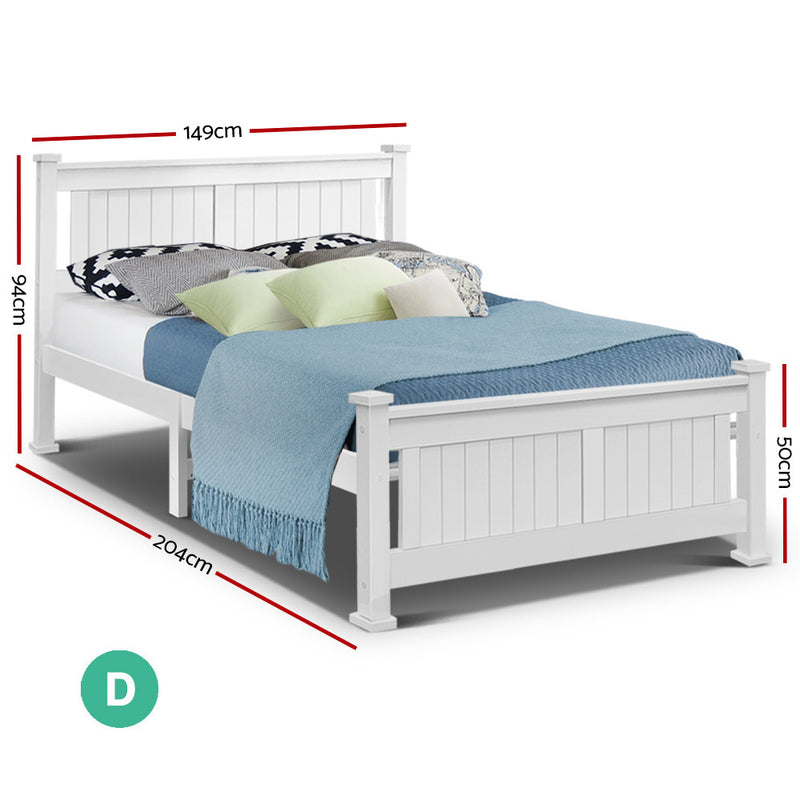 Lille Solid Pine Wooden Bed Frame - Double Size