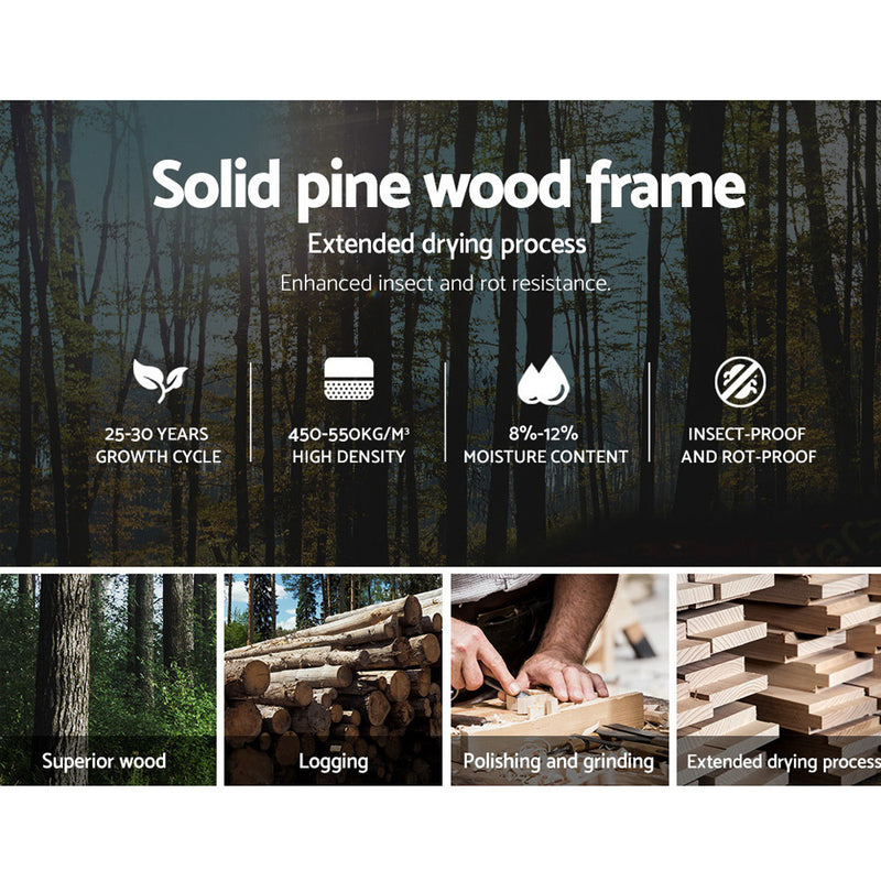 Lille Solid Pine Wooden Bed Frame - Double Size