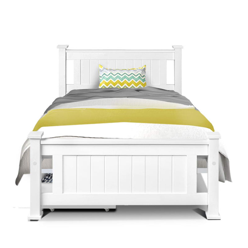 Pisa Timber Bed Frame with Drawers - Single Size