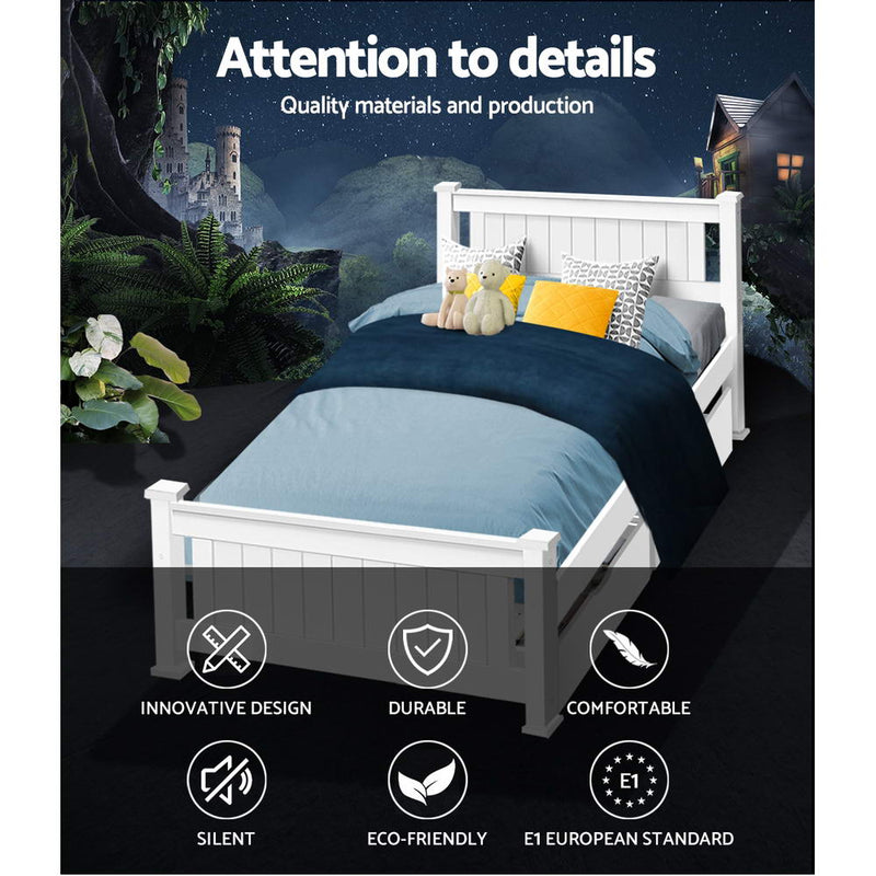 Pisa Timber Bed Frame with Drawers - Single Size