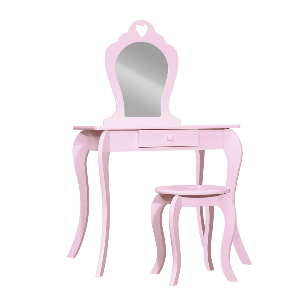 KidsDream Vanity Mirror Dressing Table with Stool Set Pink Colour