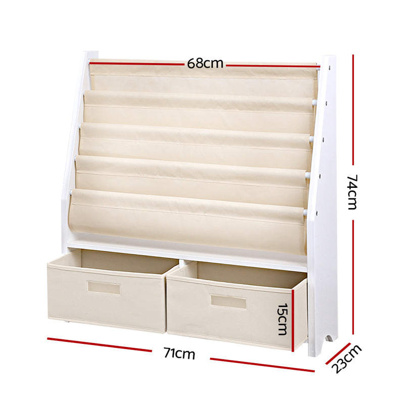 KidsDream 4 tier Wooden Bookshelf and Toy Organiser
