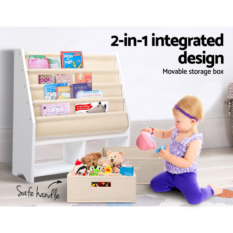 KidsDream 4 tier Wooden Bookshelf and Toy Organiser