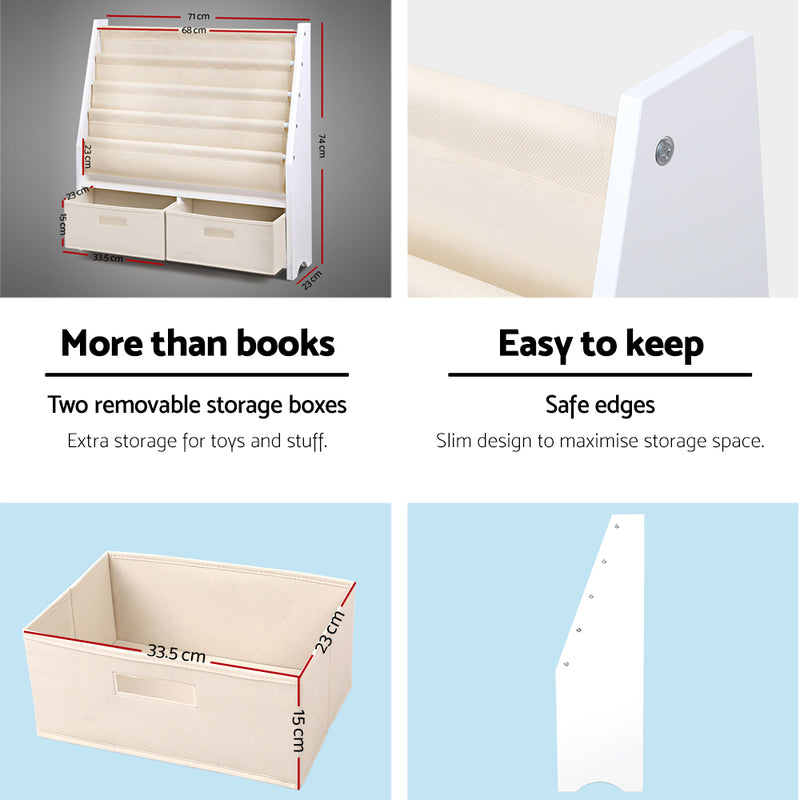 KidsDream 4 tier Wooden Bookshelf and Toy Organiser