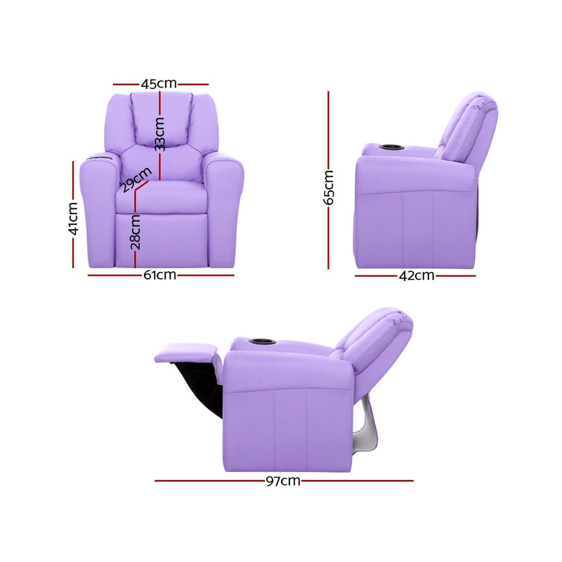 KidsDream PU Leather Recliner Chair Purple Colour