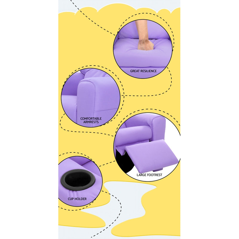 KidsDream PU Leather Recliner Chair Purple Colour