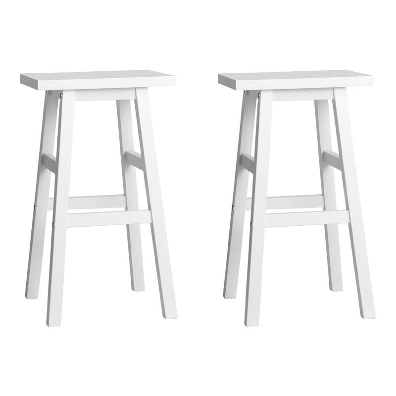 Avila Wooden Bar Stools Chairs White Colour x 2