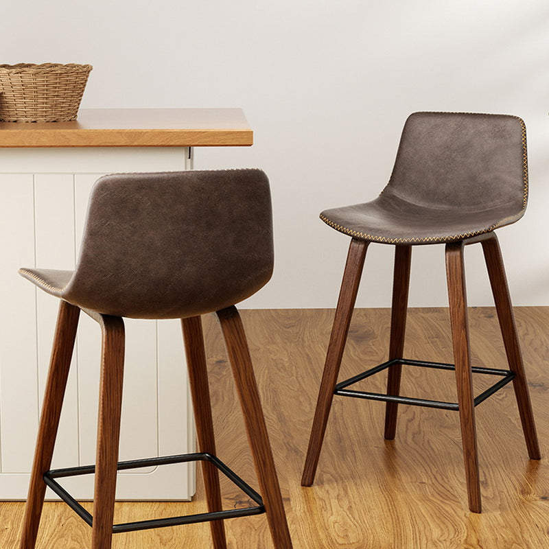 Jaen Premium PU Leather Wooden Barstools Chairs x 2