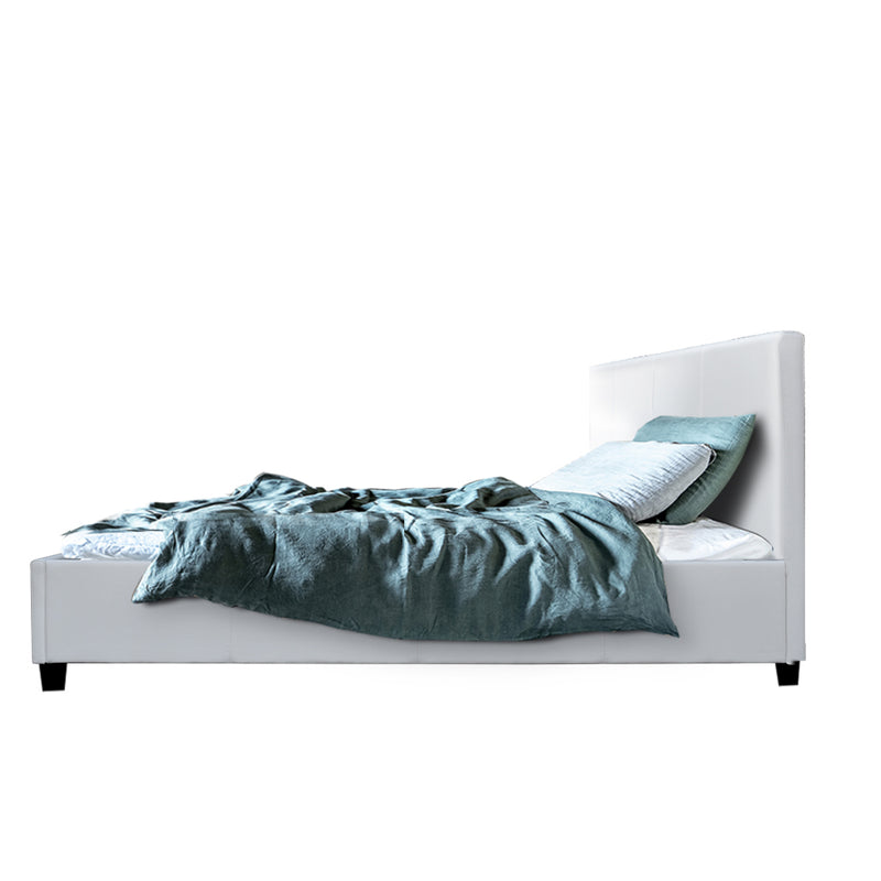 Turin White PU Leather Bed Frame -  King Single