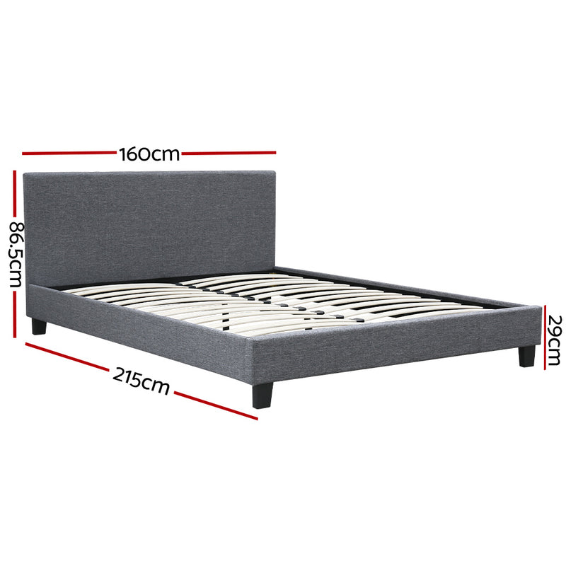 Lyon Premium Faux Linen Fabric Bed Frame - Queen Size