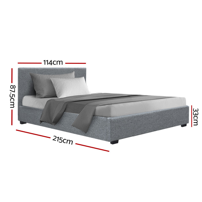 Rome Gas Lift Premium Fabric Bed Frame - King Single