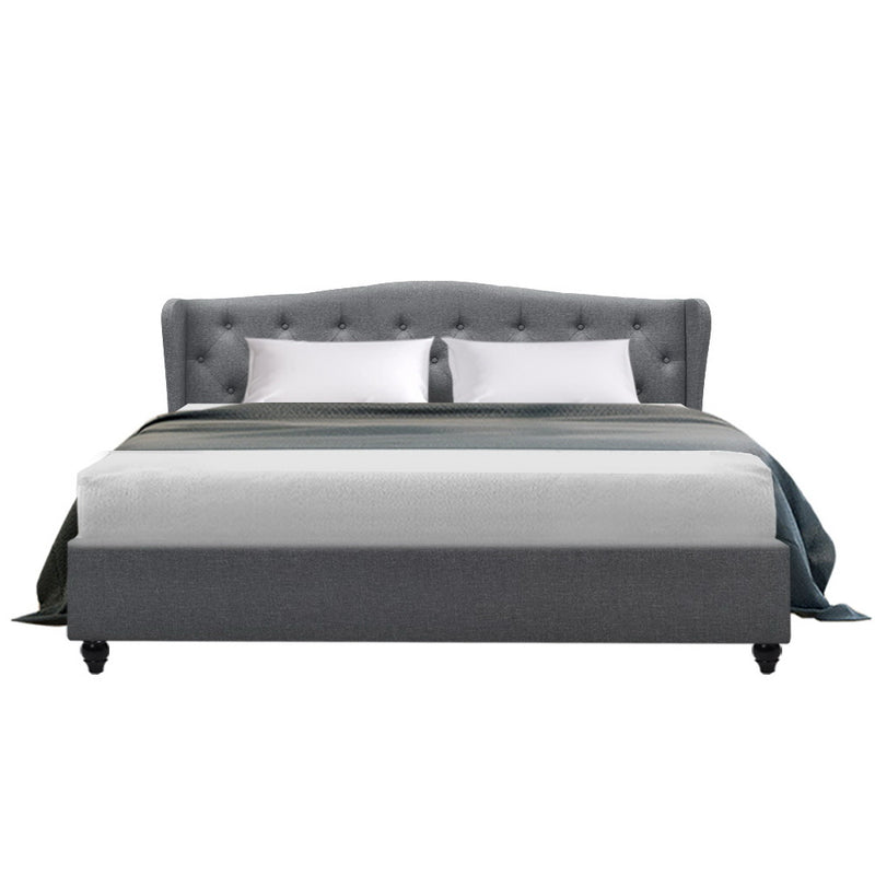 Montpellier Premium Faux Line Fabric Grey Bed Frame - King Size