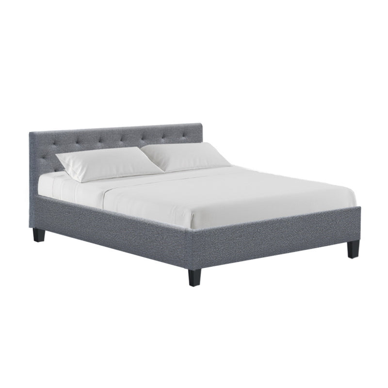 Cadiz Fabric Bed Frame Queen Size - Grey 