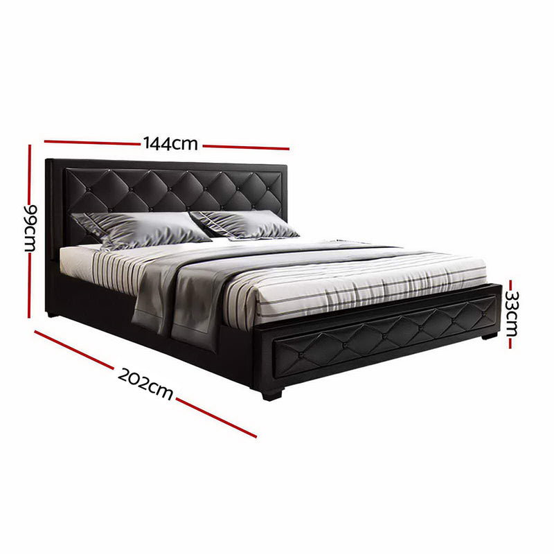 Bonn Premium PVC Leather Gas Lift Bed Frame - Double Size