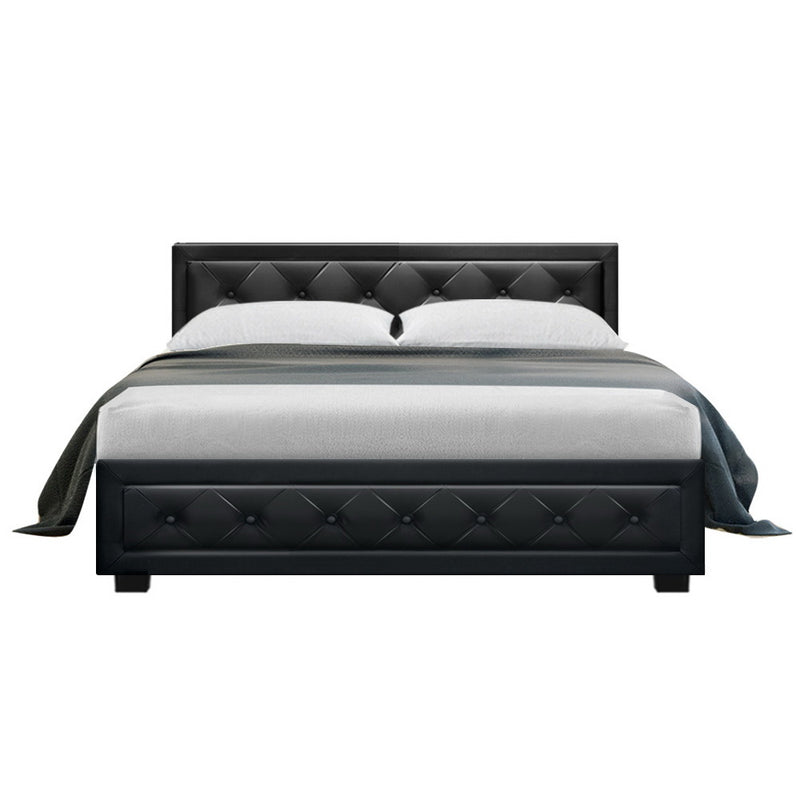 Bonn Premium PVC Leather Gas Lift Bed Frame - Double Size