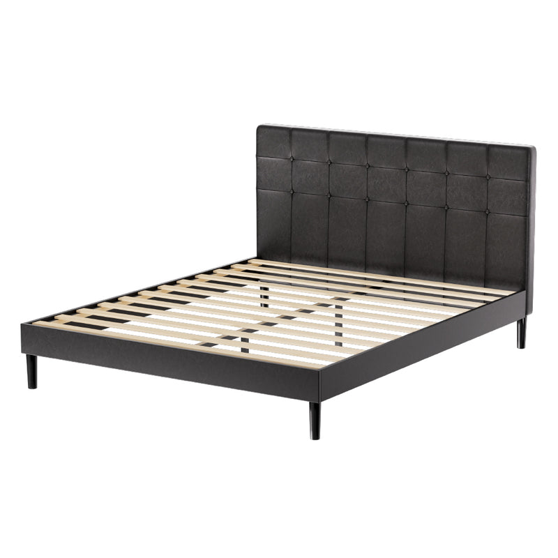 Milan Premium PVC leather with LED Lights Bed Frame - Queen Size
