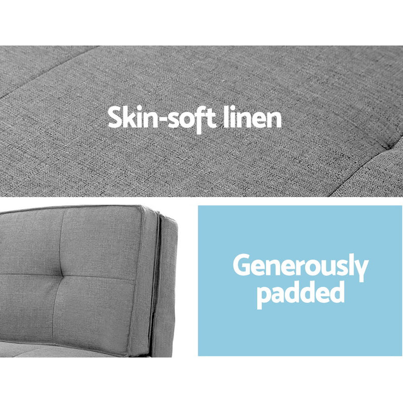 Barby Floor Lounge Single Sofa Bed Grey Fabric
