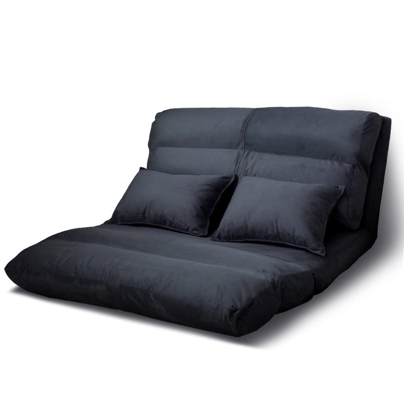 Ely 2-Seater Floor Lounge Sofa Bed - Charcoal