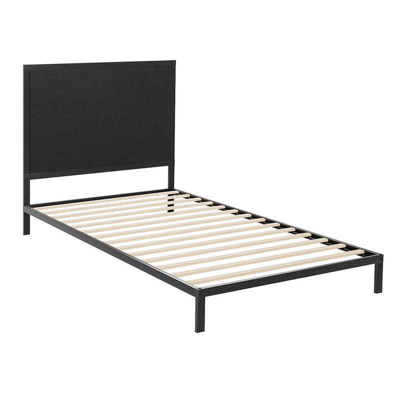 New York Metal Bed Frame with Charcoal Fabric - King Single