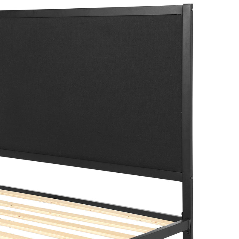 New York Metal Bed Frame with Charcoal Fabric - King Single