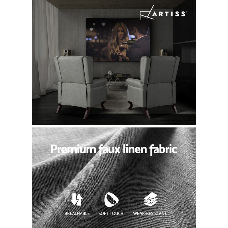 Dorset Premium Faux Fabric Recliner Armchair - Grey