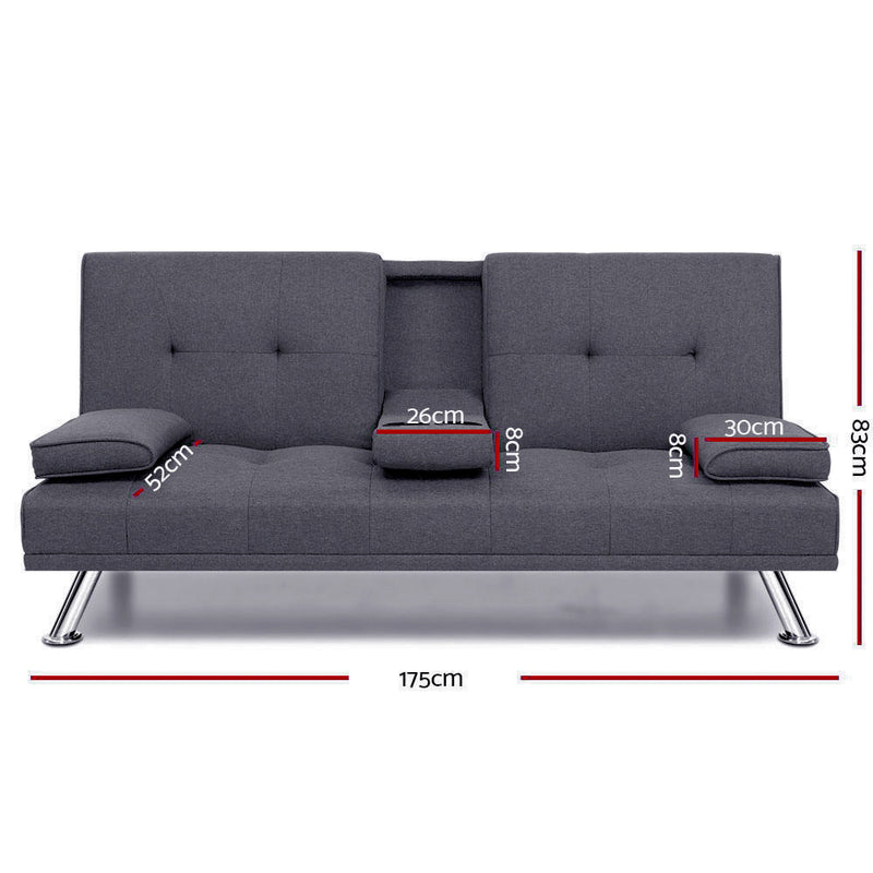 Burgau Premium Fabric Sofa Bed - Dark Grey 