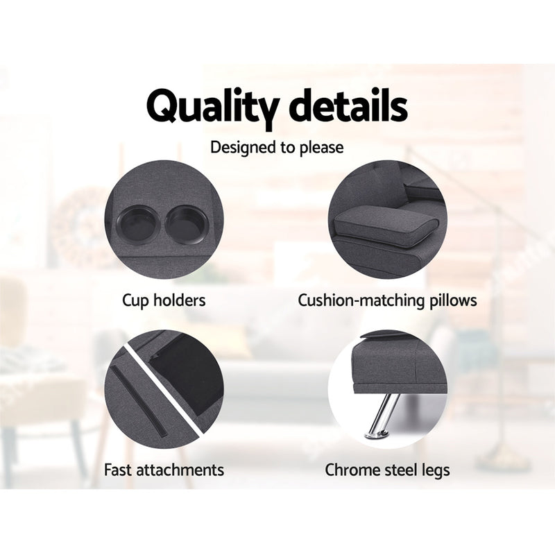 Burgau Premium Fabric Sofa Bed - Dark Grey